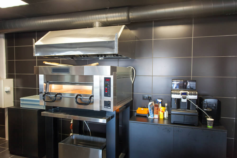 commercial pizza oven in a restaurant